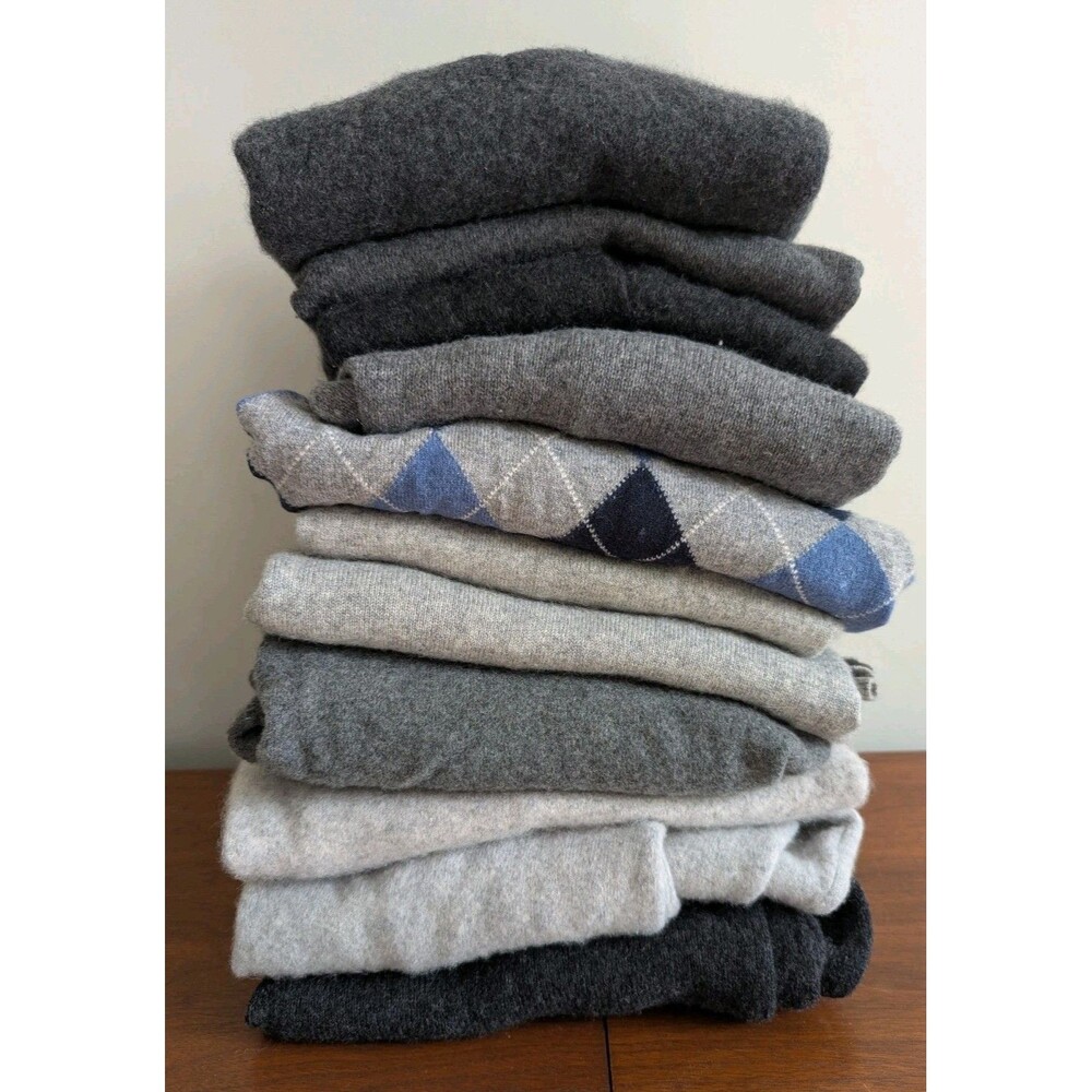 Lot Of 11 100% CASHMERE Sweaters Craft Cutter Lot Tonal Grays 6 Lbs Upcycle
